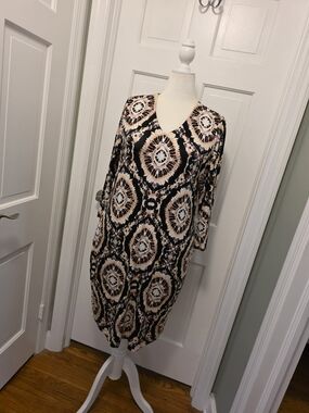 Belle Boho By Kim Gravel Rayon Spandex Geo Sheath Dress Size Large, Stretch